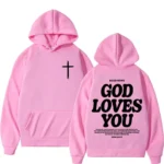 new2026Harajuku Aesthetic Christian Jesus Church Bible Verse God Loves You Hooded Men’s Women Vintage Sweatshirts Streetwear Y2K