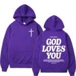new2026Harajuku Aesthetic Christian Jesus Church Bible Verse God Loves You Hooded Men’s Women Vintage Sweatshirts Streetwear Y2K