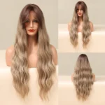 Brown Wavy Wigs for Women with Bangs Long Natural Synthetic Hair Wig Daily Cosplay Heat Resistant - Image 10