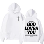 new2026Harajuku Aesthetic Christian Jesus Church Bible Verse God Loves You Hooded Men’s Women Vintage Sweatshirts Streetwear Y2K