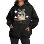2025New Cute Owl Design Women Hoodies American Style Casual Hoody Autumn Hip Hop Hoodie Casual Fleece Clothing Female Sweatshirt - Image 5