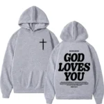 new2026Harajuku Aesthetic Christian Jesus Church Bible Verse God Loves You Hooded Men’s Women Vintage Sweatshirts Streetwear Y2K