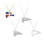 The Dominican Republic Map Pendant Necklace for Women Men Gold Silver Color Stainless Steel Chain Jewelry Map of Dominican - Image 2