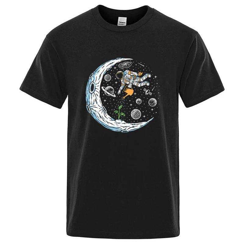 S8f4d4ac170194949a21e8d302e72780b5.webp Summer Men T-shirt Cotton Blend Casual Funny Astronaut Design Print Loose O-neck T Shirt for Men Short Sleeve Male T-shirt Tees - Image 1