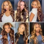 P4/27 Highlight  Brown Body Wave 13x6 Human Hair Wig Honey Blonde Colored 13x4 HD Lace PrePlucked 40 46 Inch Wigs For Women - Image 6