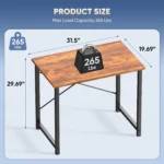 31 Inch Small Computer Desk for Home Office, Modern Study Writing Table with X-Shaped Reinforcement, Rustic Brown - Image 3