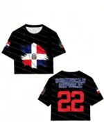 Women Dominican Republic Flag Print Crop T-shirt Casual Slim Short Sleeve Summer Streetwear Patriotic Women Y2K Aesthetic Tops - Image 5