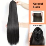 20inches Synthetic straight hair clip ponytail wig clip on a woman's ponytail hair extension wig natural black fake ponytail - Image 6