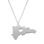 The Dominican Republic Map Pendant Necklace for Women Men Gold Silver Color Stainless Steel Chain Jewelry Map of Dominican - Image 7