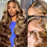 P4/27 Highlight  Brown Body Wave 13x6 Human Hair Wig Honey Blonde Colored 13x4 HD Lace PrePlucked 40 46 Inch Wigs For Women - Image 2