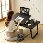 Foldable Adjustable Height Bed Desk, Portable Small Computer Laptop Table for Student Dormitory Study, Writing & Home Use