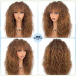 New Arrival Wig Natural Wool Curly Bangs Synthetic Full Head Wig Cap Heat Resistant Fiber Curly Hair Wig for Women Daily Style - Image 2