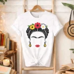 Frida Inspired Floral Portrait Shirt Minimalist Mexican Art Tee Graphic T Shirts Oversized T Shirt  Aesthetic Clothes Harajuku - Image 3