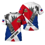 Haitian Flag Pattern T-Shirt For Men Haiti National Emblem 3D Printed Tees Summer Casual Loose T Shirts O-Neck Top Short Sleeves - Image 2