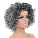 Black Silver Grey Short Wig Micro-Curly Synthetic Fluffy Hair Wig for Women Party Cosplay Quick Delivery hair - Image 2