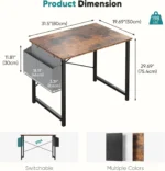 Computer Desk 31 Inch Home Office Desk for Small Spaces, Gaming Writing Study Work Table with Storage Bag, Rustic Brown - Image 3
