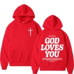 new2026Harajuku Aesthetic Christian Jesus Church Bible Verse God Loves You Hooded Men’s Women Vintage Sweatshirts Streetwear Y2K