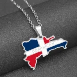 New Dominican Map Flag Pendant Necklace Stainless Steel Men Women Gold/Steel Color Dominicana Maps Jewelry Gift - Image 3