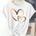 Summer New Fashion Women's Heart Printed T-shirt Trendy Casual Round Neck Top Short Sleeves Women T-shirt Women Clothing