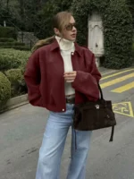 Women's Fashion Pilot Jacket with Bat Sleeves and Zipper, Casual Top - Image 6