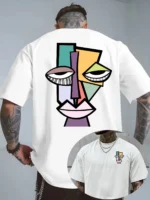 Picasso Style Cubist Print 100% Cotton Men Woment T-shirt Summer Autumn Daily Outdoor Sports Casual Loose Street Short Sleeve
