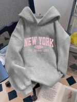 Women Loose Letter Pattern Fashion Hoodie Casual Style Geometric pattern Hooded Collar Casual Long Sleeve Pullover with Pockets - Image 6