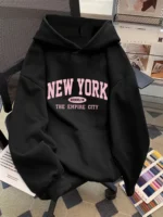 Women Loose Letter Pattern Fashion Hoodie Casual Style Geometric pattern Hooded Collar Casual Long Sleeve Pullover with Pockets - Image 2