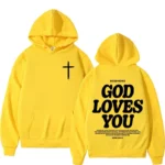 new2026Harajuku Aesthetic Christian Jesus Church Bible Verse God Loves You Hooded Men’s Women Vintage Sweatshirts Streetwear Y2K