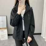 Outdoor Climbing Hiking Jacket Women Patchwork Sports Waterproof Hooded Coat Trekking Mountain Windbreaker Jackets Raincoat - Image 2