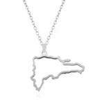 The Dominican Republic Map Pendant Necklace for Women Men Gold Silver Color Stainless Steel Chain Jewelry Map of Dominican - Image 9