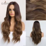 EASIHAIR Long Body Wave Wigs Ombre Black Brown Blonde Synthetic Wig Cosplay Middle Part Natural Heat Resistant Wig for Women - Image 7