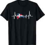 Heartbeat Design Dominican Republic Flag T-Shirt Custom Printed Graphic T Shirts Streetwear Clothing  Funny Shirt Ropa Hombre