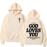 new2026Harajuku Aesthetic Christian Jesus Church Bible Verse God Loves You Hooded Men’s Women Vintage Sweatshirts Streetwear Y2K