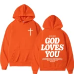 new2026Harajuku Aesthetic Christian Jesus Church Bible Verse God Loves You Hooded Men’s Women Vintage Sweatshirts Streetwear Y2K