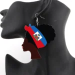 newest Haiti Black Woman wooden earrings - Image 2