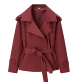 Solid Laepl Lace Up Trench Coat Women Fashion Full Sleeve Waist Cinching Short Windbreak 2026 New Autumn Office Commute Outwear - Image 12