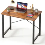 31 Inch Small Computer Desk for Home Office, Modern Study Writing Table with X-Shaped Reinforcement, Rustic Brown