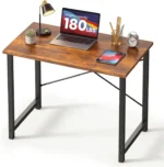31 Inch Small Computer Desk for Home Office, Modern Study Writing Table with X-Shaped Reinforcement, Rustic Brown