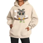 2025New Cute Owl Design Women Hoodies American Style Casual Hoody Autumn Hip Hop Hoodie Casual Fleece Clothing Female Sweatshirt - Image 2