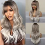 EASIHAIR Long Body Wave Wigs Ombre Black Brown Blonde Synthetic Wig Cosplay Middle Part Natural Heat Resistant Wig for Women - Image 8