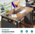 Computer Desk 31 Inch Home Office Desk for Small Spaces, Gaming Writing Study Work Table with Storage Bag, Rustic Brown - Image 6