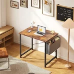 Computer Desk 31 Inch Home Office Desk for Small Spaces, Gaming Writing Study Work Table with Storage Bag, Rustic Brown - Image 2