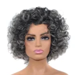 Black Silver Grey Short Wig Micro-Curly Synthetic Fluffy Hair Wig for Women Party Cosplay Quick Delivery hair