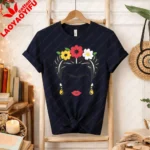 Frida Inspired Floral Portrait Shirt Minimalist Mexican Art Tee Graphic T Shirts Oversized T Shirt  Aesthetic Clothes Harajuku - Image 9