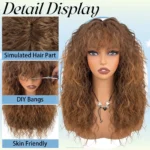New Arrival Wig Natural Wool Curly Bangs Synthetic Full Head Wig Cap Heat Resistant Fiber Curly Hair Wig for Women Daily Style - Image 5