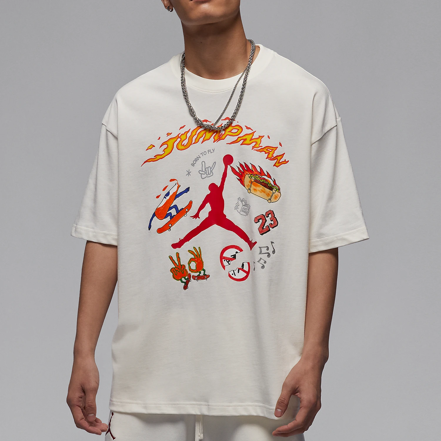 Sf08f2ebb4fd7406c83c5411c97d65503r.webp Nike Official Jordan Men's Soft Skin-Friendly Breathable Round Neck T-Shirt HJ3965-133 - Image 1