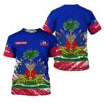 Haitian Flag Pattern T-Shirt For Men Haiti National Emblem 3D Printed Tees Summer Casual Loose T Shirts O-Neck Top Short Sleeves - Image 10