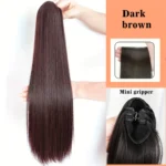 20inches Synthetic straight hair clip ponytail wig clip on a woman's ponytail hair extension wig natural black fake ponytail - Image 9