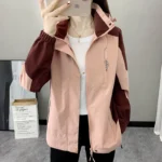 Outdoor Climbing Hiking Jacket Women Patchwork Sports Waterproof Hooded Coat Trekking Mountain Windbreaker Jackets Raincoat - Image 4