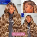 P4/27 Highlight  Brown Body Wave 13x6 Human Hair Wig Honey Blonde Colored 13x4 HD Lace PrePlucked 40 46 Inch Wigs For Women - Image 5